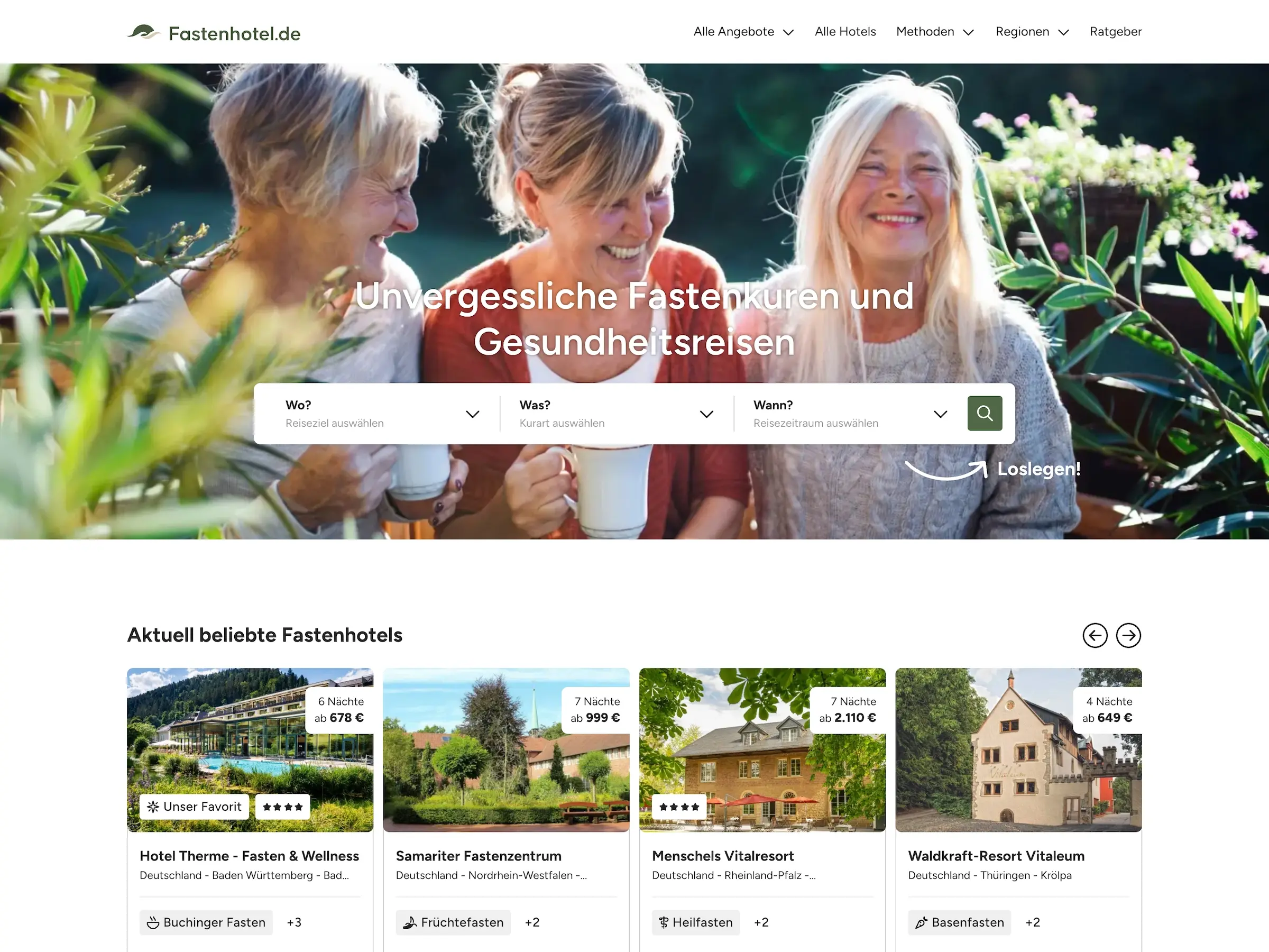 Landingpage für Fastenhotel.de